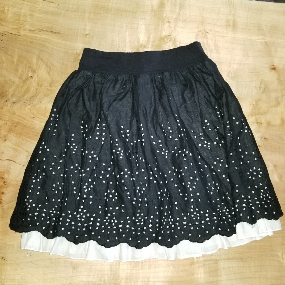 Knee length eyelet skirt
